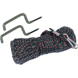 AMERISTEP BOW HOLDER AND HOIST ROPE COMBO CAMOUFLAGE 30 FT. W/ 2 BOW AND GUN HOOKS